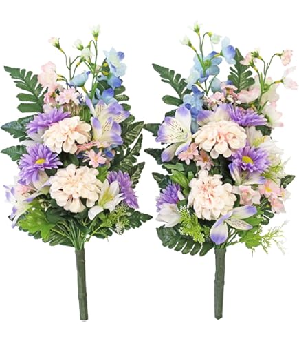 Amazon｜山久 造花 仏花 ハスの花束一対 ホワイト 約50cm 蓮 蓮